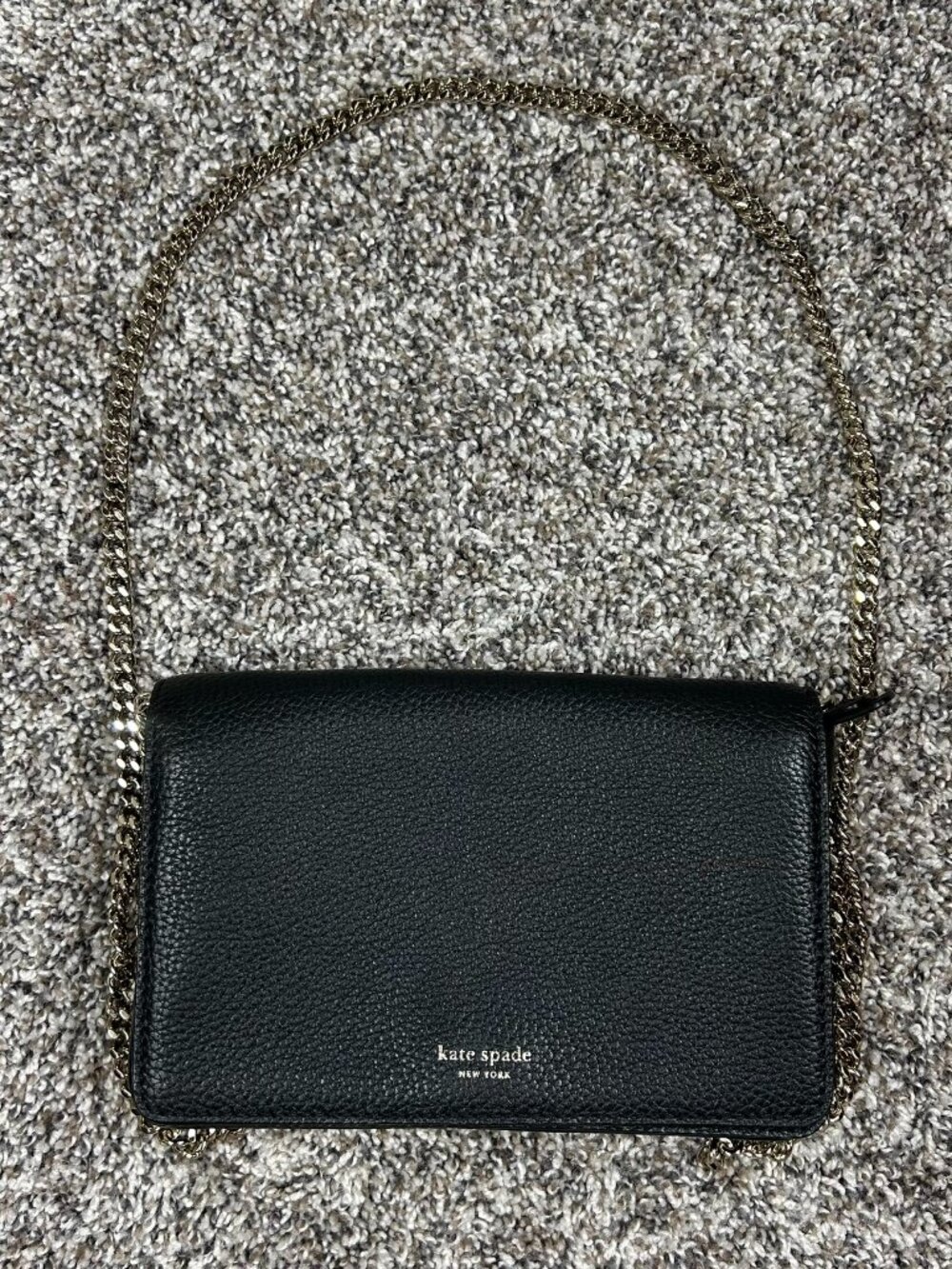 Kate Spade Black Leather Wallet Crossbody (Chain Strap)